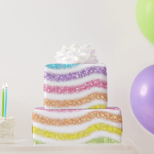Papel De Regalo Pastel Glitter Rainbow (Regalos de fiesta)