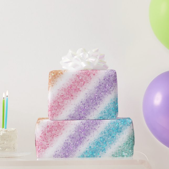 Papel De Regalo Pastel Glitter Rainbow (Regalos de fiesta)