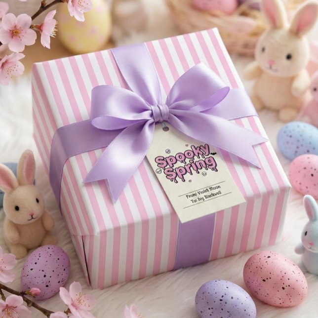 Papel De Regalo Pastel Goth Easter Pink Striped Alternative (Pastel Goth Easter Pink Striped Alternative Wrapping Paper)