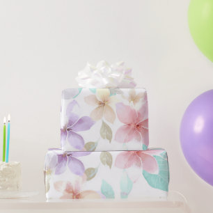 Papel De Regalo Pastel Hawaii Plumeria Púrpura Verde Frangipani