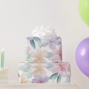 Papel De Regalo Pastel Hawaii Plumeria Púrpura Verde Frangipani