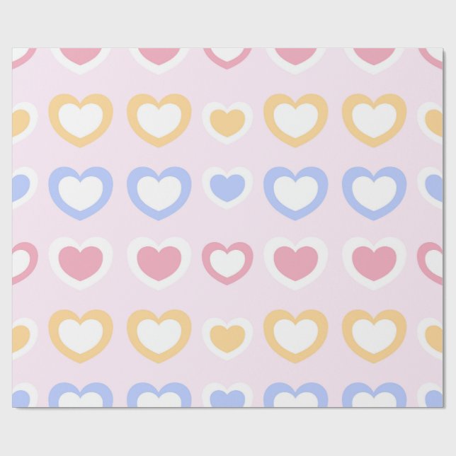 Papel De Regalo Pastel Heart Pattern Wrapping Paper (Superficie plana)