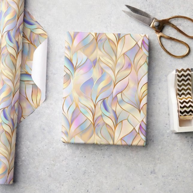 Papel de Regalo Pastel Irisado Metálico (chic luxe glam iridescent metallic pattern wrapping paper in pink purple blue and gold)