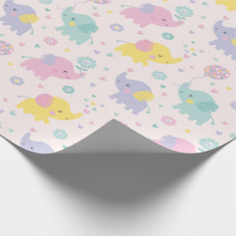 Papel De Regalo Pastel lindo Elefantes pequeños menta lila rosa