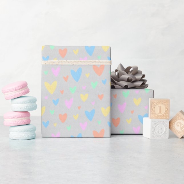 Papel De Regalo Pastel love Heart Pattern Gift Wrap (Baby Shower)