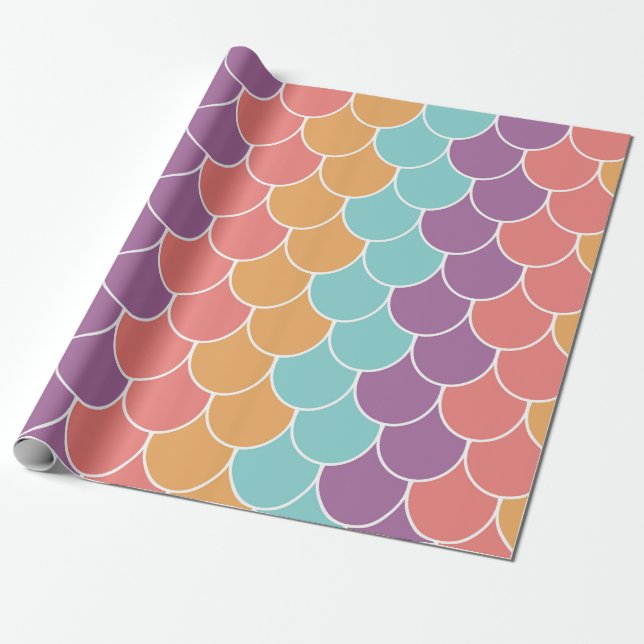 Papel De Regalo Pastel Mermaid Scales (Desenrollado)