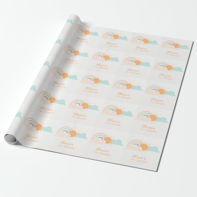 Papel De Regalo Pastel Minimal Baby Shower (Desenrollado)