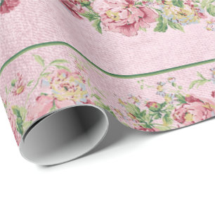 Papel De Regalo Pastel nacarado floral Vip del rosa de rosas de