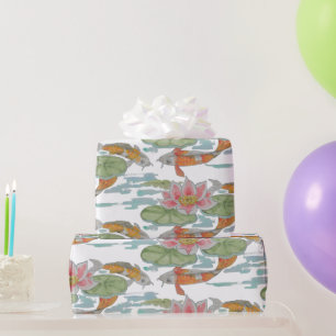 Papel De Regalo Pastel Naranja Koi Fish Pink Flower Spring Garden