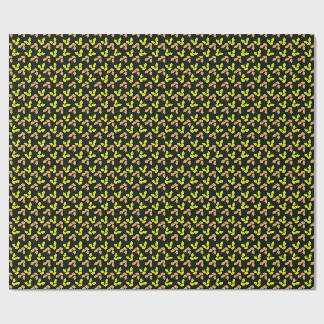 Papel De Regalo Pastel-Neon Ginko Leaves on Black Background (Superficie plana)