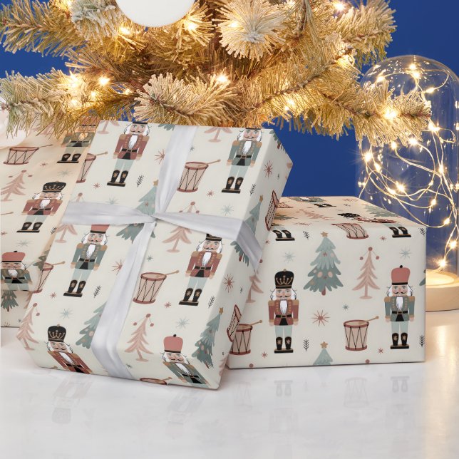 Papel De Regalo Pastel Neutral Nutcracker Christmas Pattern (Vacaciones)
