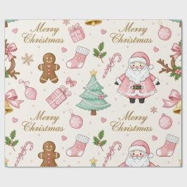 Papel De Regalo Pastel Pink Christmas Delight