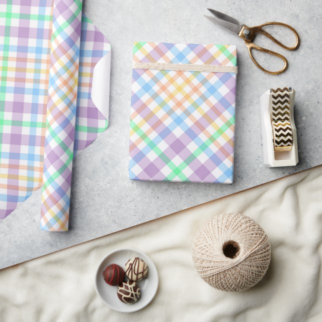 Papel De Regalo Pastel Plaid (Artesanía)