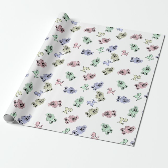 Papel De Regalo Pastel Poodles (Desenrollado)