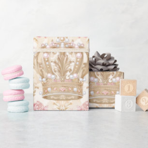 Papel De Regalo Pastel Princess Crowns Damask Pearls