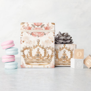 Papel De Regalo Pastel Princess Crowns Damask Pearls