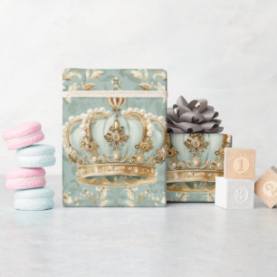 Papel De Regalo Pastel Princess Crowns Damask Pearls
