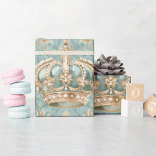 Papel De Regalo Pastel Princess Crowns Damask Pearls
