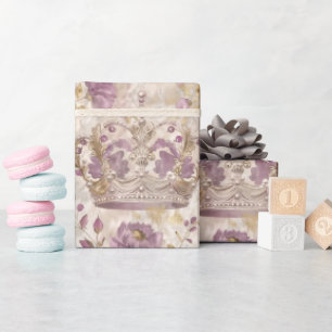 Papel De Regalo Pastel Princess Crowns Damask Pearls