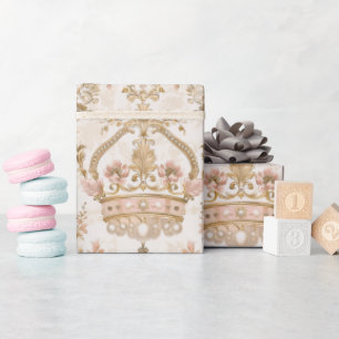 Papel De Regalo Pastel Princess Crowns Damask Pearls