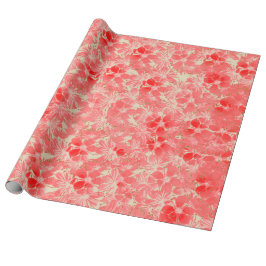 Papel De Regalo Pastel Red Flower Blossoms on Cream