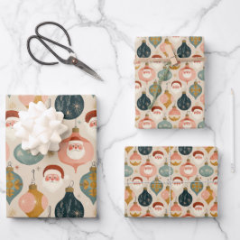 Papel de Regalo Pastel Retro Santa