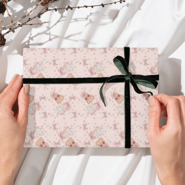Papel De Regalo Pastel rosa Bow Gingerbread Árbol de Navidad (Subido por el creador)