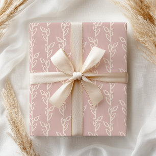 Papel De Regalo Pastel Rosa Mauve Shabby Leaf Floral