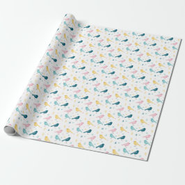 Papel De Regalo Pastel Scandi Birds Pattern Custom Name Nursery