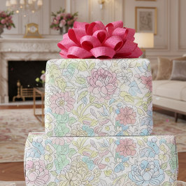 Papel De Regalo Pastel Sketch Watercolor Floral