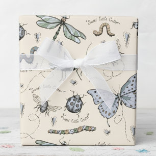 Papel De Regalo Pastel suave azul y crema Boho Bebés niños Bebé