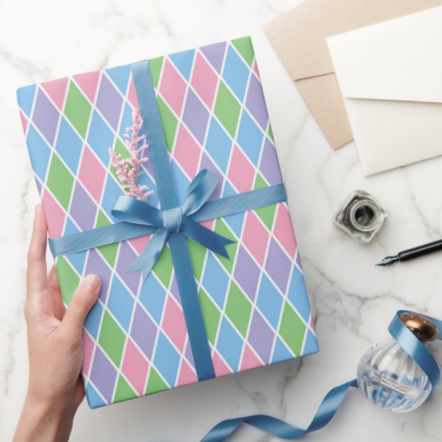 Papel De Regalo Pastel Suave Geométrico Arlequín (Regalar)