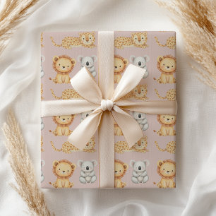 Papel De Regalo Pastel Tropical Salvaje Una Selva Animales Safari
