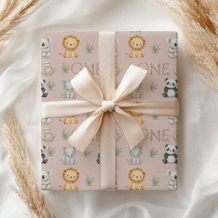 Papel De Regalo Pastel Tropical Salvaje Una Selva Animales Safari