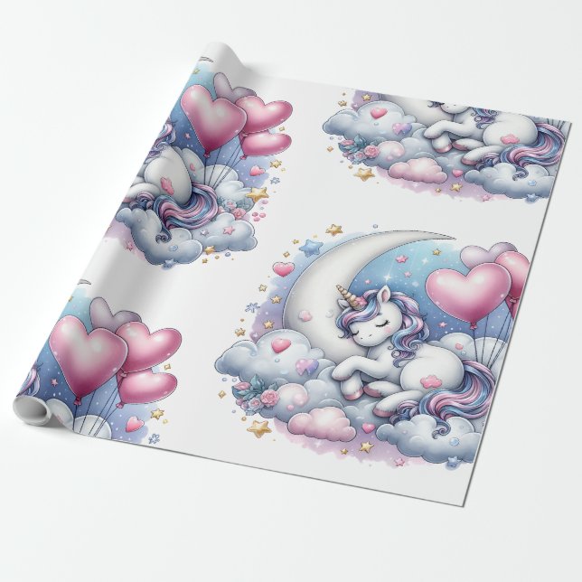 Papel De Regalo Pastel Unicorn (Desenrollado)