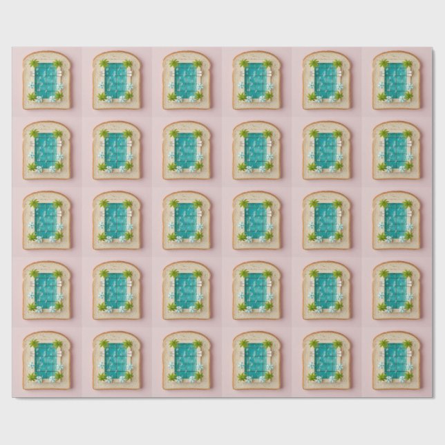 Papel De Regalo Pastel Vaporwave Pool Toast (Superficie plana)