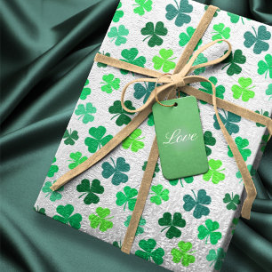 Papel De Regalo Pastel Verde 3 Lápiz de hojas Shamrock Boho Elegan