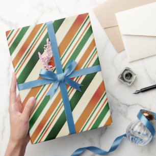 Papel De Regalo Pastel Verde y Naranja Retro Elegante