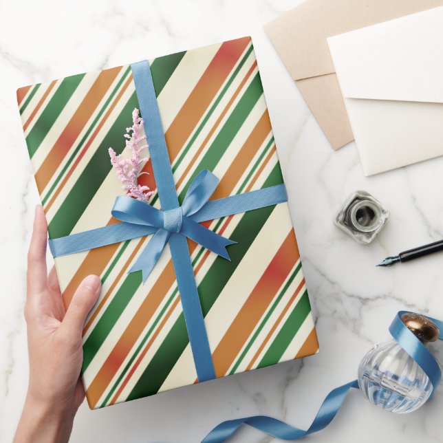 Papel De Regalo Pastel Verde y Naranja Retro Elegante (Regalar)