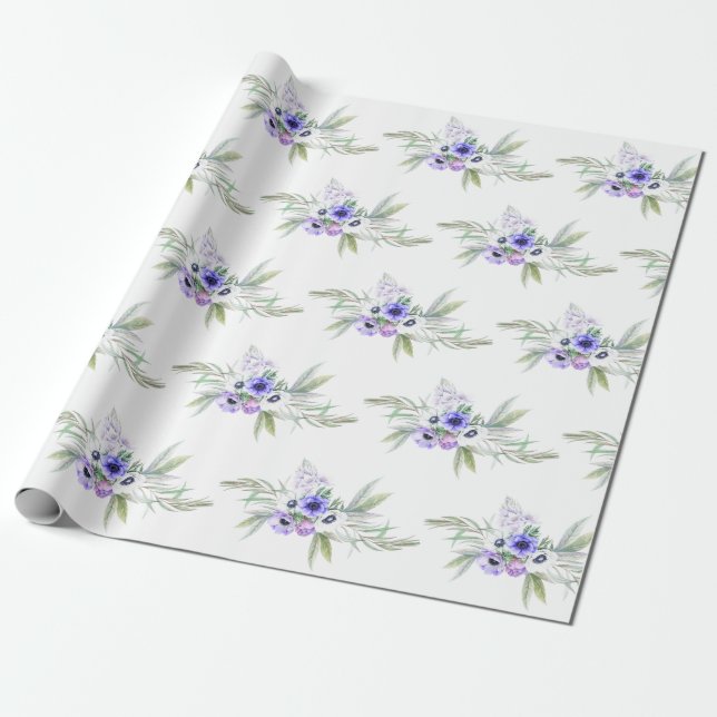 Papel De Regalo Pastel Violet Floral (Desenrollado)
