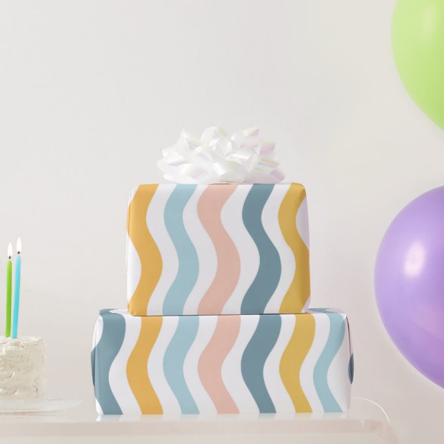 Papel De Regalo Pastel Wavy Lines  (Regalos de fiesta)