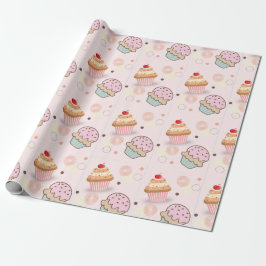 Papel De Regalo pasteles con patrón de lindos y dulces