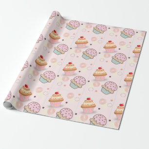Papel De Regalo pasteles con patrón de lindos y dulces