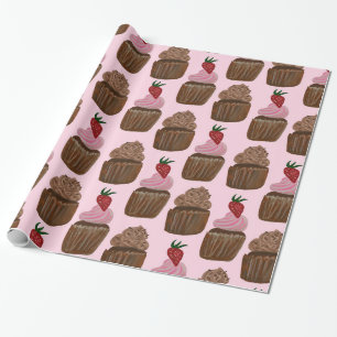 Papel De Regalo Pasteles de chocolate con regalo rosa