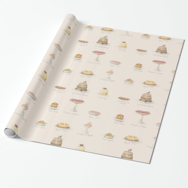 Papel De Regalo Pasteles Navidades (Desenrollado)
