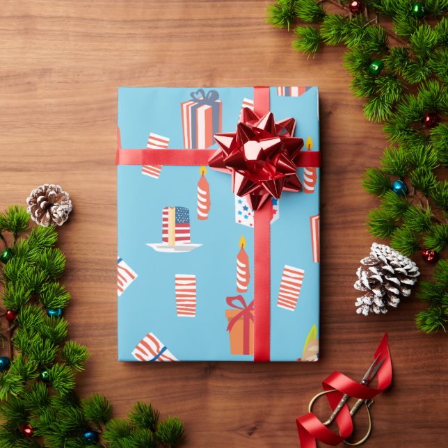 Papel De Regalo Pasteles y Regalos Patrióticos 4 de julio (Regalo de vacaciones)