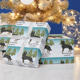 Papel De Regalo Pastor Alemán Bi-Black Bosque Invernal Nevado