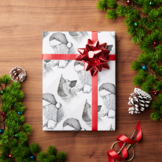 Papel De Regalo Pastor alemán y Santa