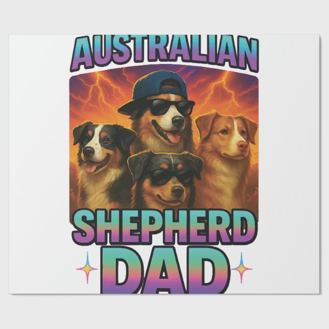 Papel De Regalo Pastor Australiano (Superficie plana)
