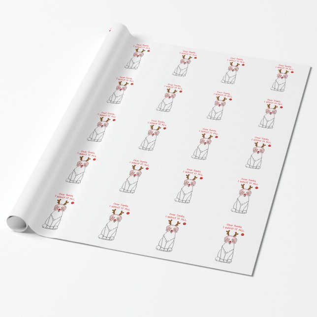 Papel De Regalo Pastor australiano estimado Santa…. (Desenrollado)